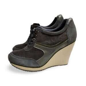 Grey/Cream Lace-Up Wedges, Women's 6.5